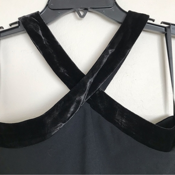 Ann Taylor Black Velvet Trim Halter Layered Top Size 00 NWT - Picture 4 of 12